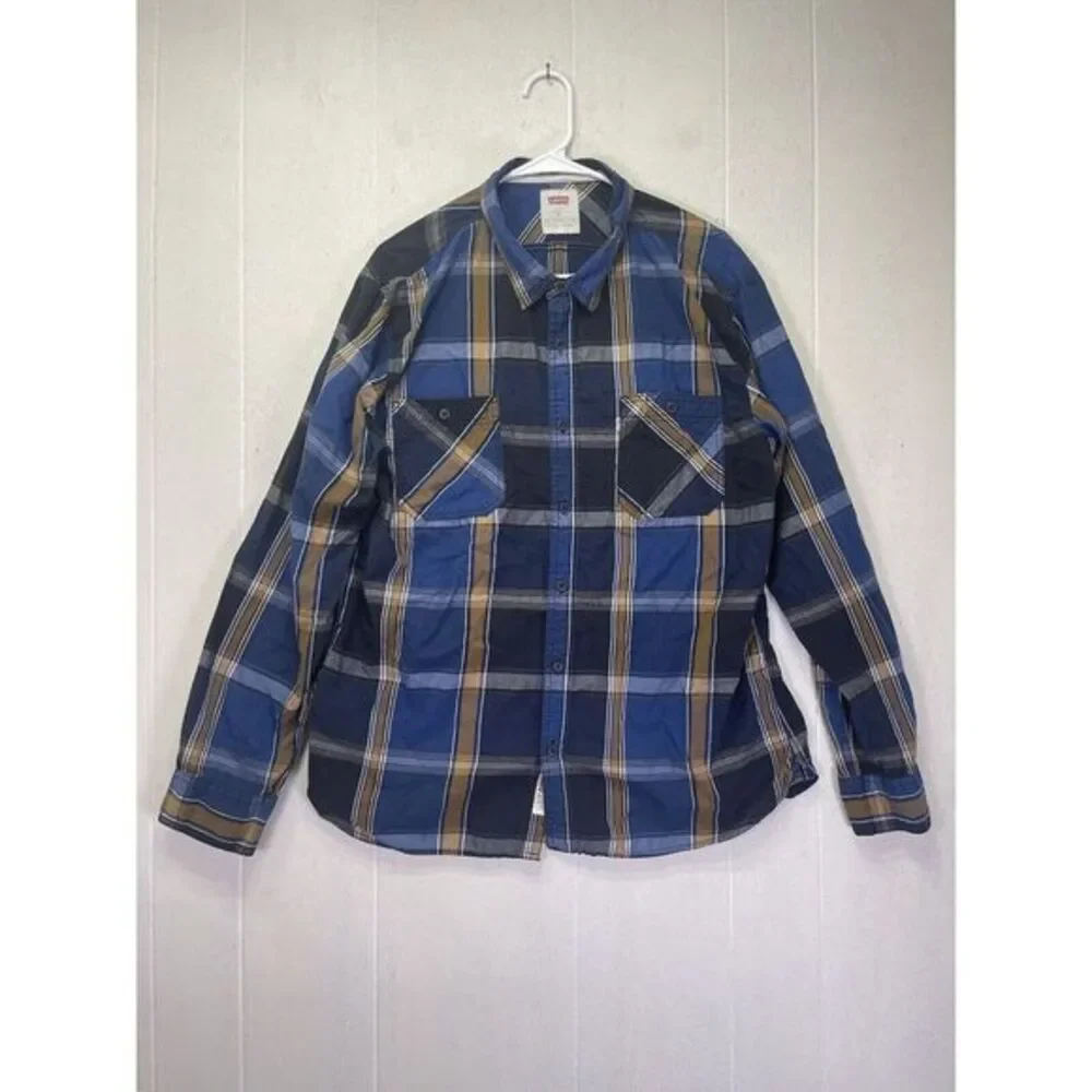 Levi's Plaid Shirt Men XL‎  Blue Western Classiccore Corpcore Careerwear